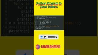 Python Program to print Pattern #coding #pythonprogram #nestedforloop #itzrafiq