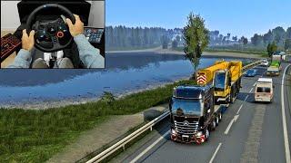 Mercedes Actros - Crane transport | Euro Truck Simulator 2 | Logitech G29 Gameplay