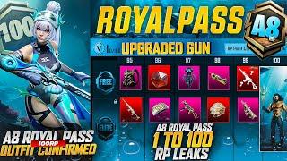 A8 Royal Pass 1 To 100 Rp Rewards | All Weapons In Royal pass | Upgraded Gun | 100Rp Outfit | Pubgm