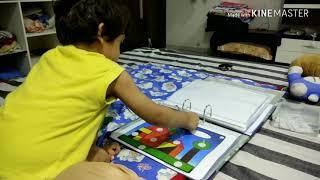 2.3 year old playing with Tangram puzzles, Chinese puzzle for spatial skills development in toddlers