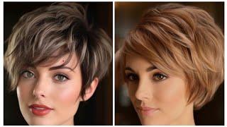 New short haircut style girl 2024#trending highlights hair colour #best short haircut ideas