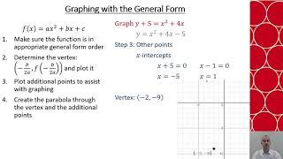 Math 125 Quadratic Functions: Parabolas