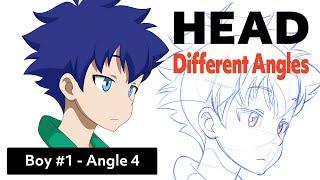 Boy#1 Head Angle 4 - How to Draw Manga Head Step by Step for Beginners