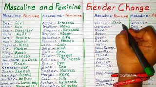 Masculine and Feminine | Masculine Feminine | Masculine Gender | Feminine Gender | Gender Examples