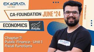 CA Foundation June'24 | Business Economics | Chapter 7: Public Finance - Unit 1 | Jatin Dembla