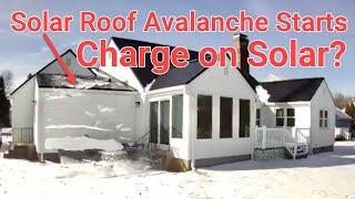 Tesla Solar Roof mini snow avalanche kicks off my EV's Charge on Solar right before a road trip