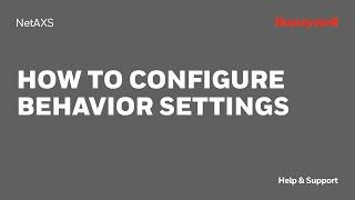 How to Configure Behavior Settings for NetAXS 123