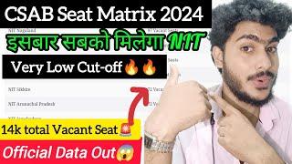 CSAB Official Seat Matrix 2024 || Vacant Seat in CSAB Counselling || JOSAA Partial Admission fee