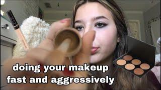 ASMR// Fast and Aggressive Makeup Application