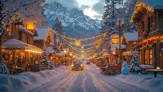 Warm Winter Nights Holiday Jazz, Charm Festive Café ️Snowy Town Streets & Relaxing Christmas Vibes