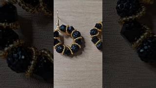 Sparkle in style! Black & gold wreath earrings perfect for the season!  #earrings #Jewelry #fyp