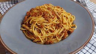 Spaghetti with minced meat, Quick and Hearty Lunch in a hurry! 