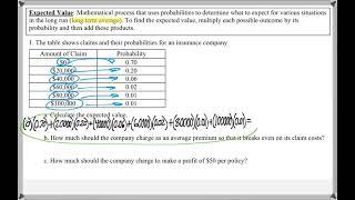 Math 209 : 4.2 #1 (Statistics Tutorial : Expected Value)