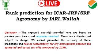 Know your Rank | ICAR PG/JRF 2024 |Expected cut off by IARI wallah