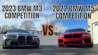 2023 BMW M3 COMP VS 2022 BMW M5 COMP #bmw #bmwm3 #bmwm5