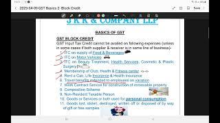 GST Basic 2- Block Credit