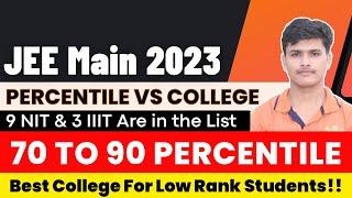 JEE Mains 2023 Percentile vs College | JEE Mains 2023 Top College For 70 To 90 Percentile