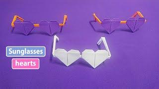 как сделать очки из бумаги оригами очки сердечки / Origami sunglasses hearts how to make paper