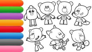 No. 119 Cartoon coloring book Be-be-bears Kesha, Fox and Chicken. Coloring pages with Be-be-bears
