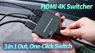 Waveshare HDMI 4K Switcher, 3 In 1 Out, One-Click Switch