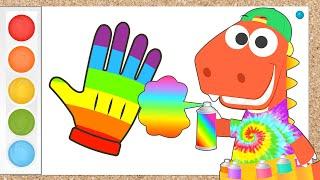 Aprende con Eddie  Cómo Colorear MANO con los colores del arcoíris