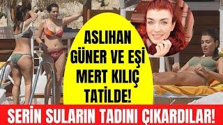 Aslıhan Güner eşi Mert Kılıç ile Bodrum'da görüntülendi! Plajda bikinisini değiştirdi!