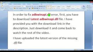 How to Fix adbwinapi.dll is Missing Error on Windows (XP,7,8.1,8,10)