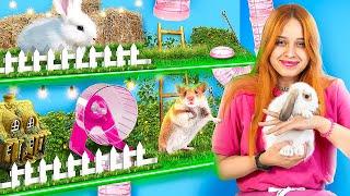 Baue ein 2-stöckiges Haus für Hamster und Kaninchen! Geheime Räume für Haustiere