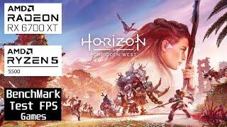 Horizon Forbidden West l AMD Rx 6700 xt & Ryzen 5 5500 l 1080p -1440p Very High Fps Test #benchmark