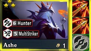 6 Hunter into Hurricane Augment Ashe ⭐⭐⭐ 3 Star | ft. 5 Multistriker Augment  TFT SET 12