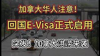 加拿大华人回国E-Visa正式启用，不用贴签！加拿大下周降息成定局，经济学家表示太迟 加拿大东部洪涝灾害侵袭，多地雷暴雨警告！#华人回国免签 #回国新政 #加国央行降息 #加拿大洪水