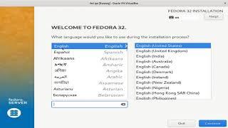 Fedora Server 32 Installation into VirtualBox