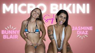 Bunny Blair | Micro Bikini Try on Haul w/ Jazmine Diaz | Lingerie, Swimwear, 4k