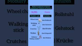 Medical Vocabs : Mobility aids /Gehhilfen #learnenglish #learngerman #mobilityaid  #deutsch #yt