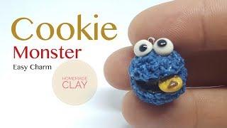 How to make Cookie Monster Charm with Homemade Clay (Sesame Street Character)