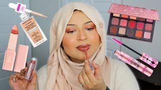 FULL FACE OF NEW MAKEUP! HUDA BEAUTY FAUX FILLER, WET N WILD BARE FOCUS NIACINAMIDE SKIN TINT & MORE