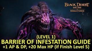 Kzarka: Barrier of Infestation Guide (Level 1), +1 AP & DP, +20 Max HP (if Finish Level 5)