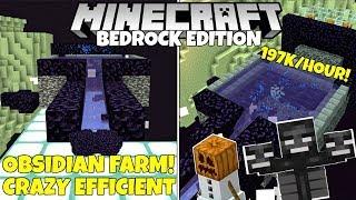 Minecraft Bedrock: Obsidian Farm Tutorial! 197,000 Drops/Hour! MCPE Xbox PC PS4/5