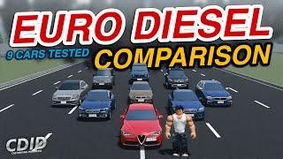 Which European Diesel car is the fastest? 9 EURO DIESEL CARS tested! | Roblox CDID v1.7