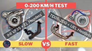 IHI-VF35 vs TD05-20G (0-200 km/h Test) - Speedo Time/Distance Comparison with Datalogs :: WRX STi