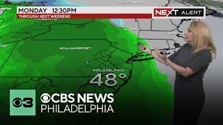 Breezy with highs in the 50s in Philadelphia Sunday, multiple days of rain to start the week