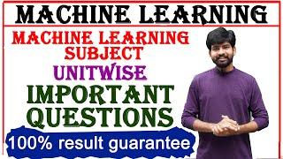 machine learning subject unit wise important question | jntuh | btech | ml subject imp questions