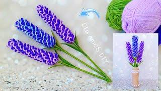 It's so Beautiful  Super Easy Lavender Flowers Craft Idea with Wool - DIY Amazing Yarn Flowers