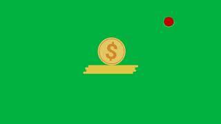 ANIMATED BANK,COINS,MONEY PAPER ICONS - GREEN SCREEN