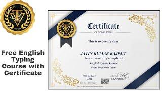 English Typing Course with Certificate | Free English Typing Certification Course | JKR Updates