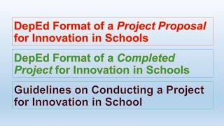 PROJECT PROPOSAL FOR INNOVATION  FOR TEACHERS | Sir Efren Villaester
