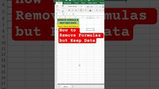 Remove Formulas but Keep Data in Excel 2024 |Excel Interview Questions | #shorts #excel