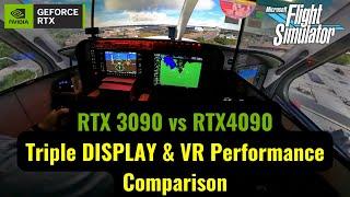 Comparing the RTX3090 vs RTX4090 in Microsoft Flight Simulator Triple Display & VR!