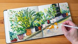 Sketching Plants with Mixed Media (timelapse tutorial)