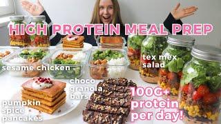 Healthy & High protein Meal Prep | 100G+ Protein Per Day! (Pancakes, Granola Bars, Sesame Chicken…)